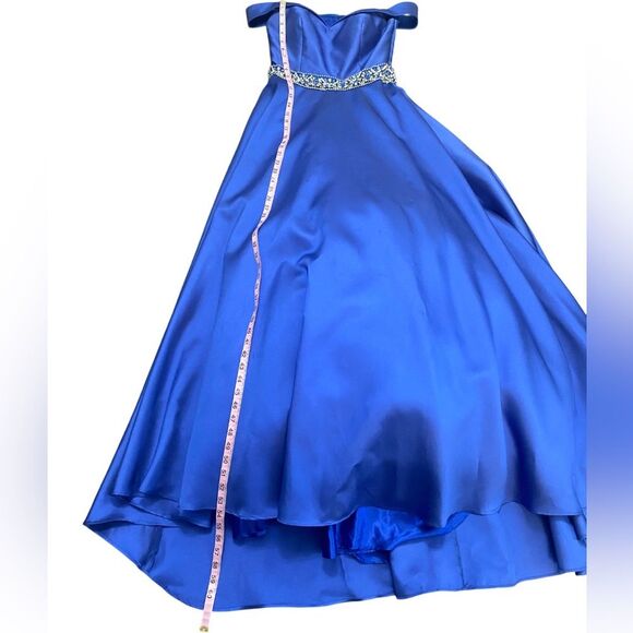 The Secret Dress Off the Shoulders Elegant Blue Formal Prom Dress - Picture 9 of 16
